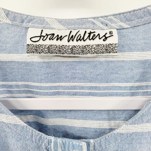 Vintage 80's Joan Walters Blue & White Full Jumpsuit Women's Size 6 Made in USA - Picture 6 of 8